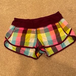 Plaid Lululemon Run Speed Up Lined Shorts